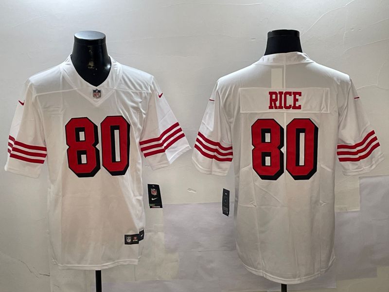 Men San Francisco 49ers #80 Rice White Throwback 2024 Nike Limited NFL Jersey style 0104